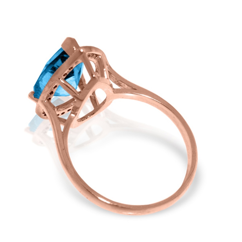 14K. GOLD RING WITH NATURAL DIAMONDS & BLUE TOPAZ - Picture 3 of 5